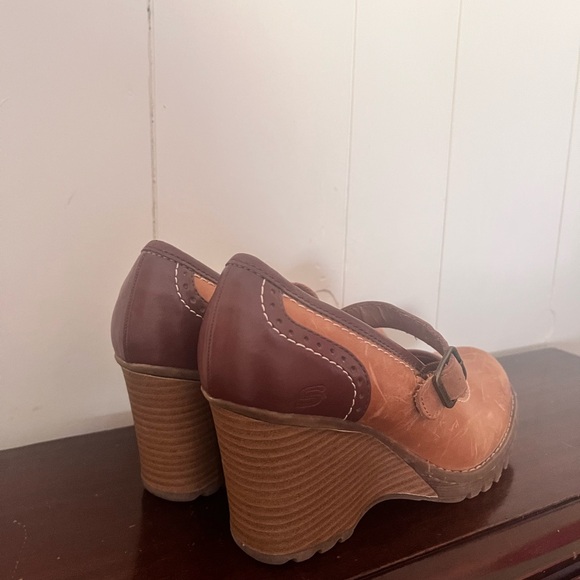 VTG Skechers Wedge Chunky Y2K Academia Mary Jane’s Platforms 8 tan and brown - Picture 2 of 7